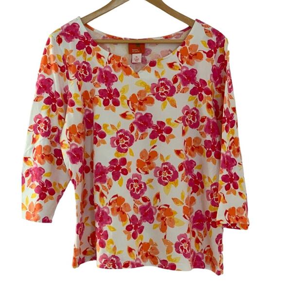 Hearts of Palm Floral XL Top Casual Party F037 - Picture 1 of 6